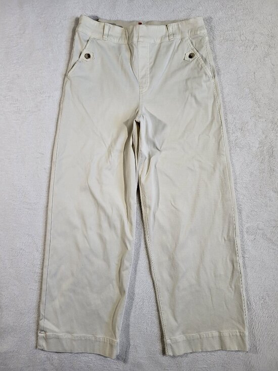 SPANX Pants - Spanx Stretch Twill Cropped Wide Leg Pants Off White size large